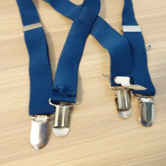 Suspender Boy Blue Navy Clip On X Back Adjustable Strap Formal Stretch - Picture 3 of 6